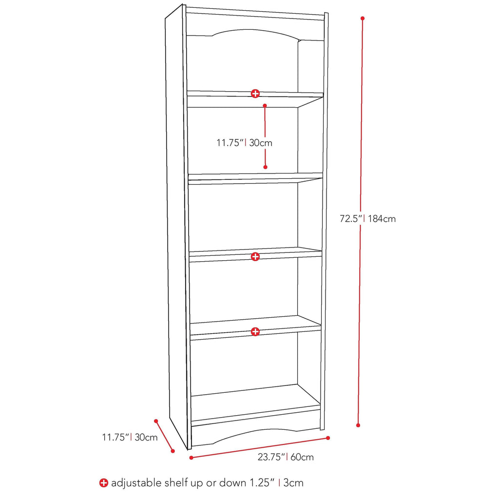 Midnight Black 72-Inch Bookcase E885