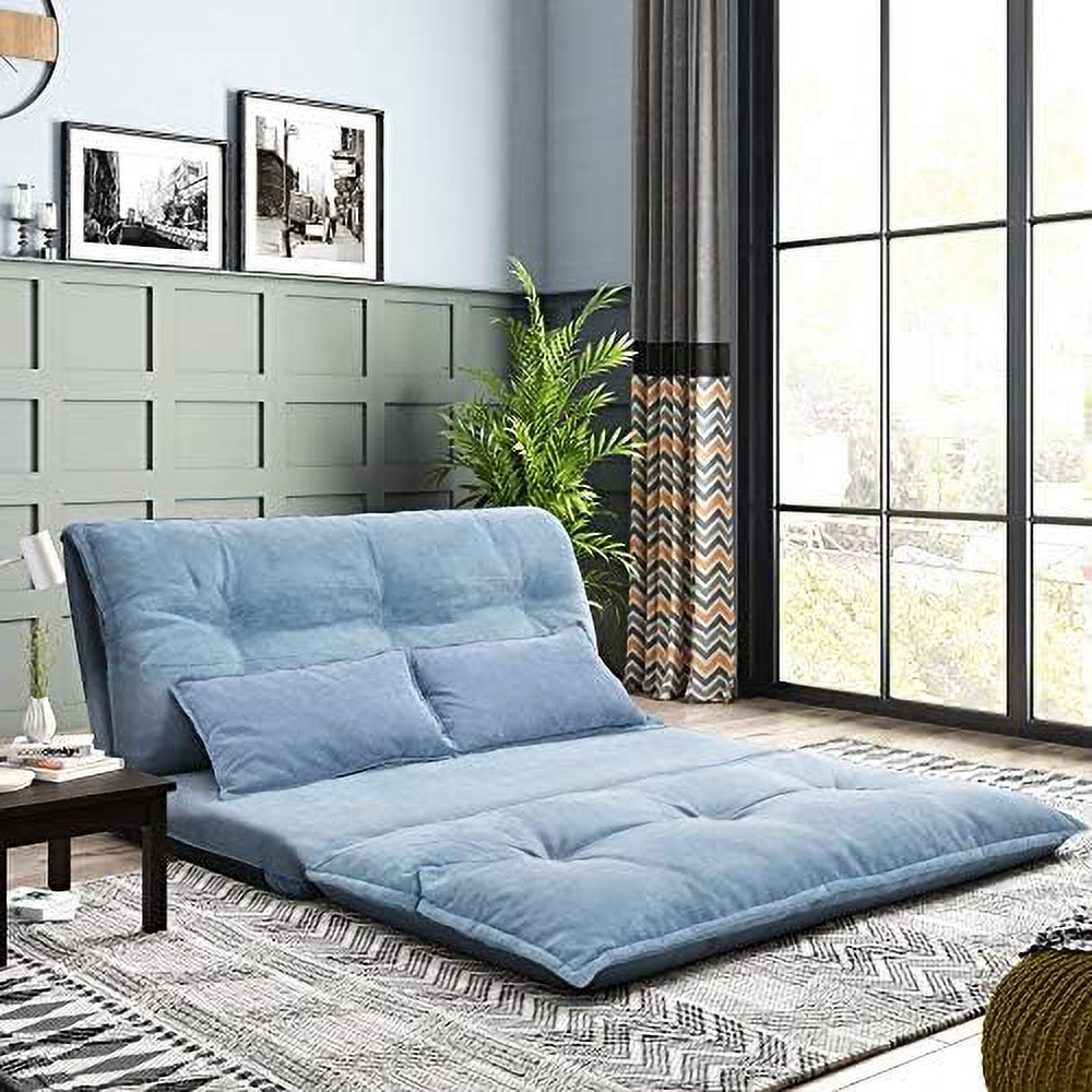 Blue Adjustable Floor Sofa Bed with 2 Pillows F18980