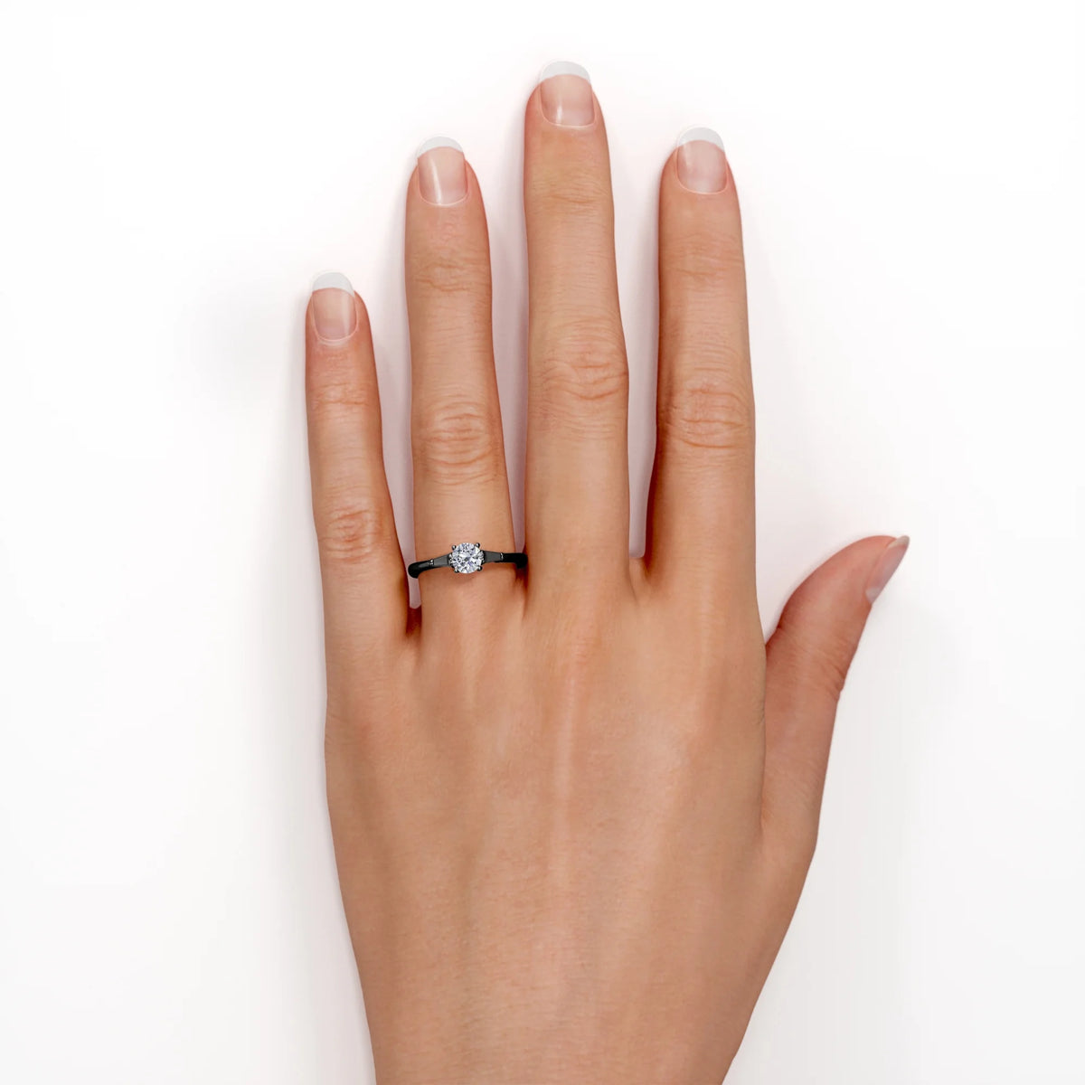 Minimalist Engagement Ring with Lab Created Black Diamond Z991