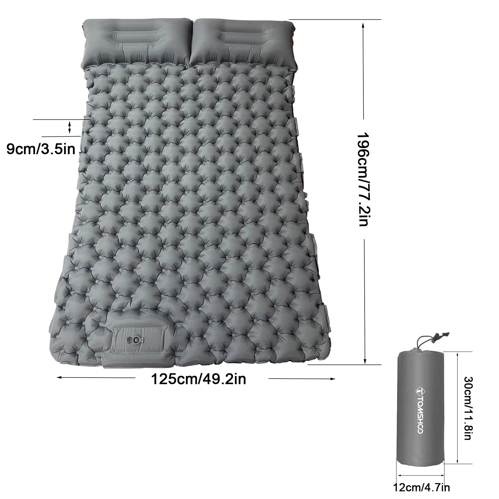2 Person Waterproof Camping Mat with Air Pillow I782