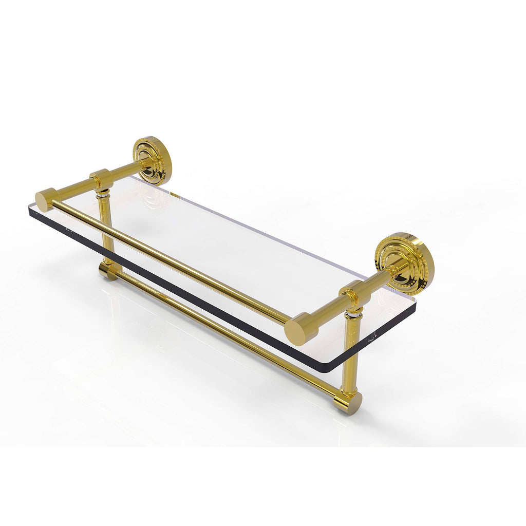 Polished Brass Gallery Glass Shelf with Towel Bar - 16 inch D336270