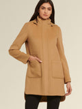 Camel Hooded Wool Blend Coat L98589