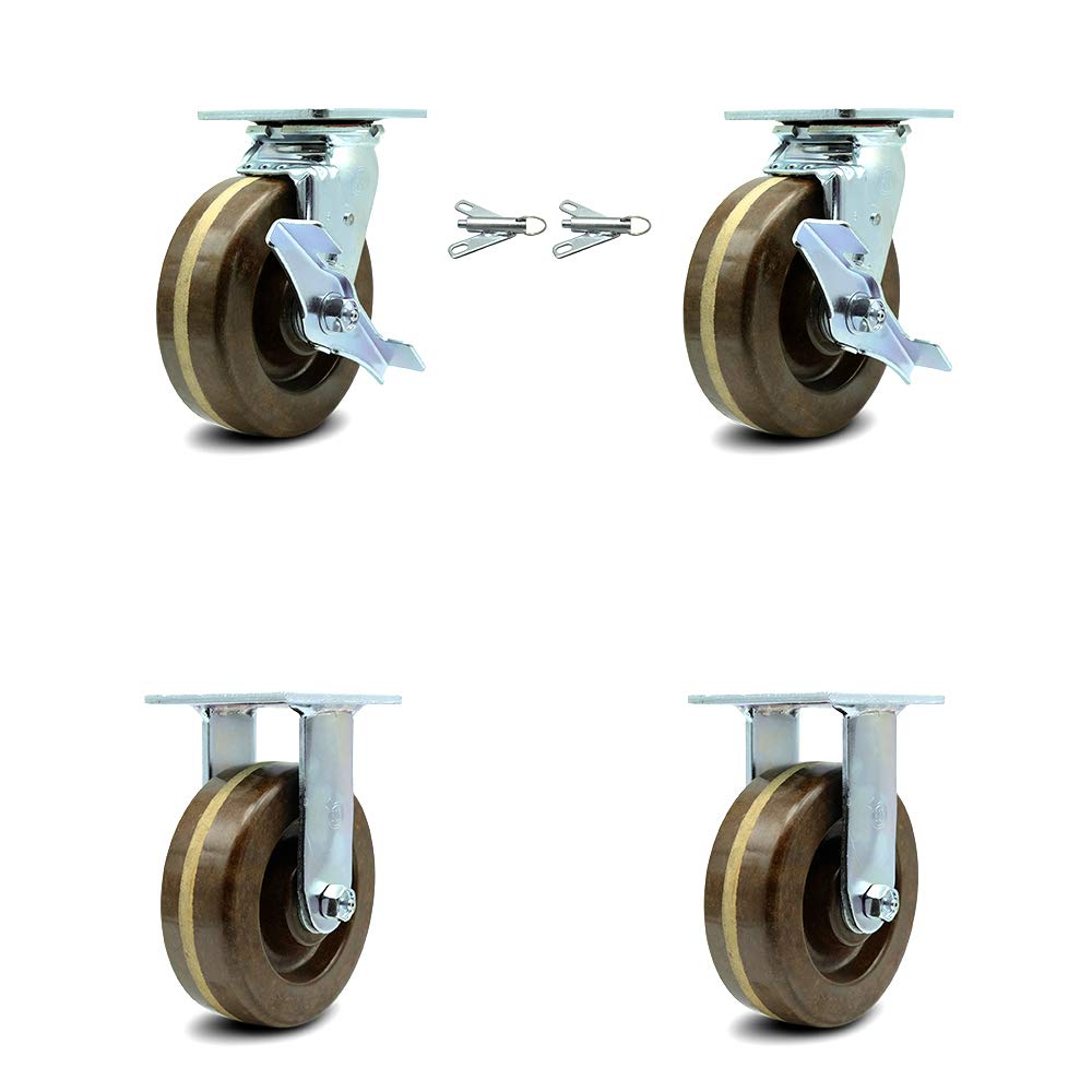 5" x 2" Brown Wheel Swivel Top Plate Caster, Pack of 2 I653