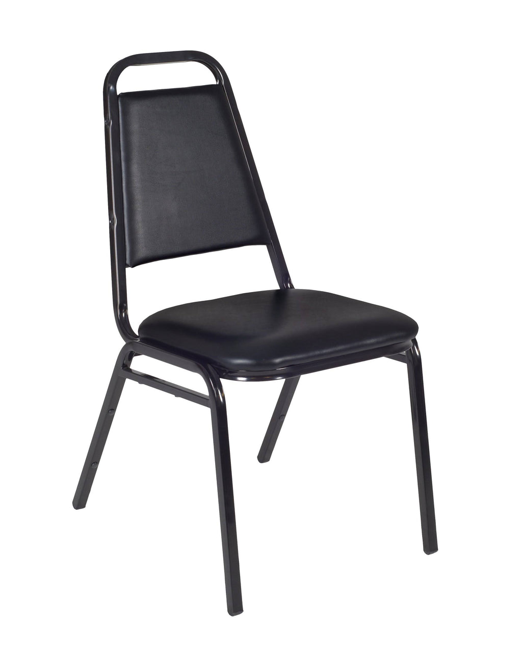 Mahogany Square Breakroom Table and 4 Black Restaurant Stack Chairs X102