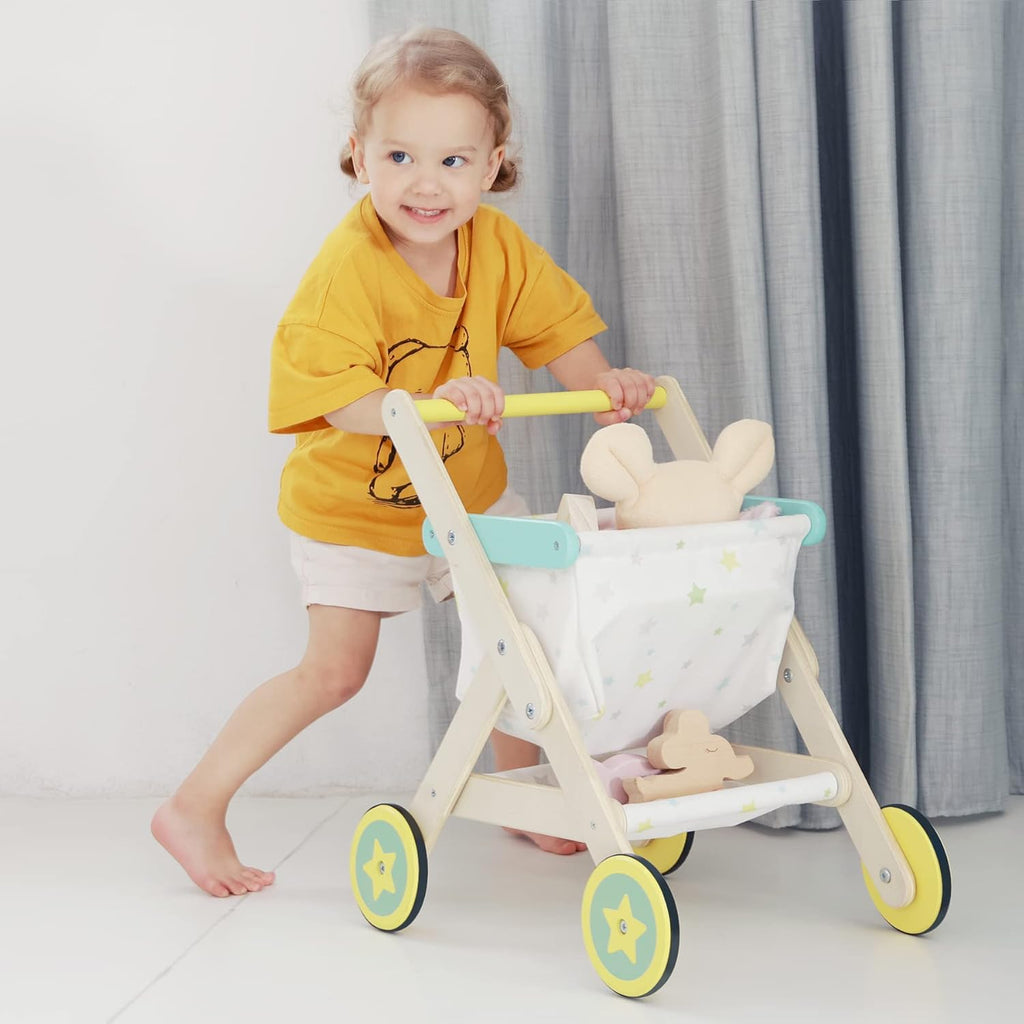 Kids Wooden Push Walker & Shopping Cart 2-in-1 O45743