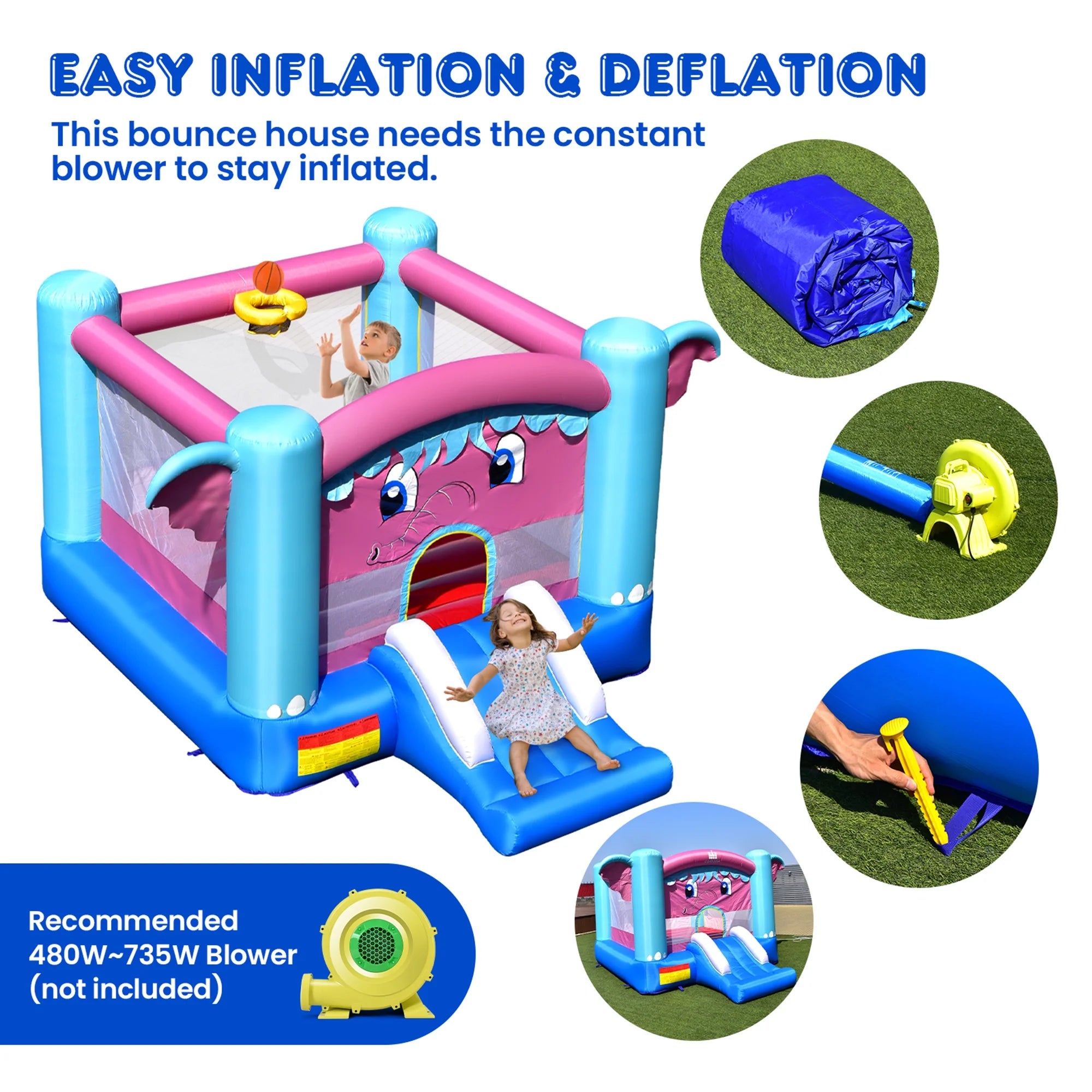 Inflatable Bounce House 3-in-1 Elephant Theme Castle J741