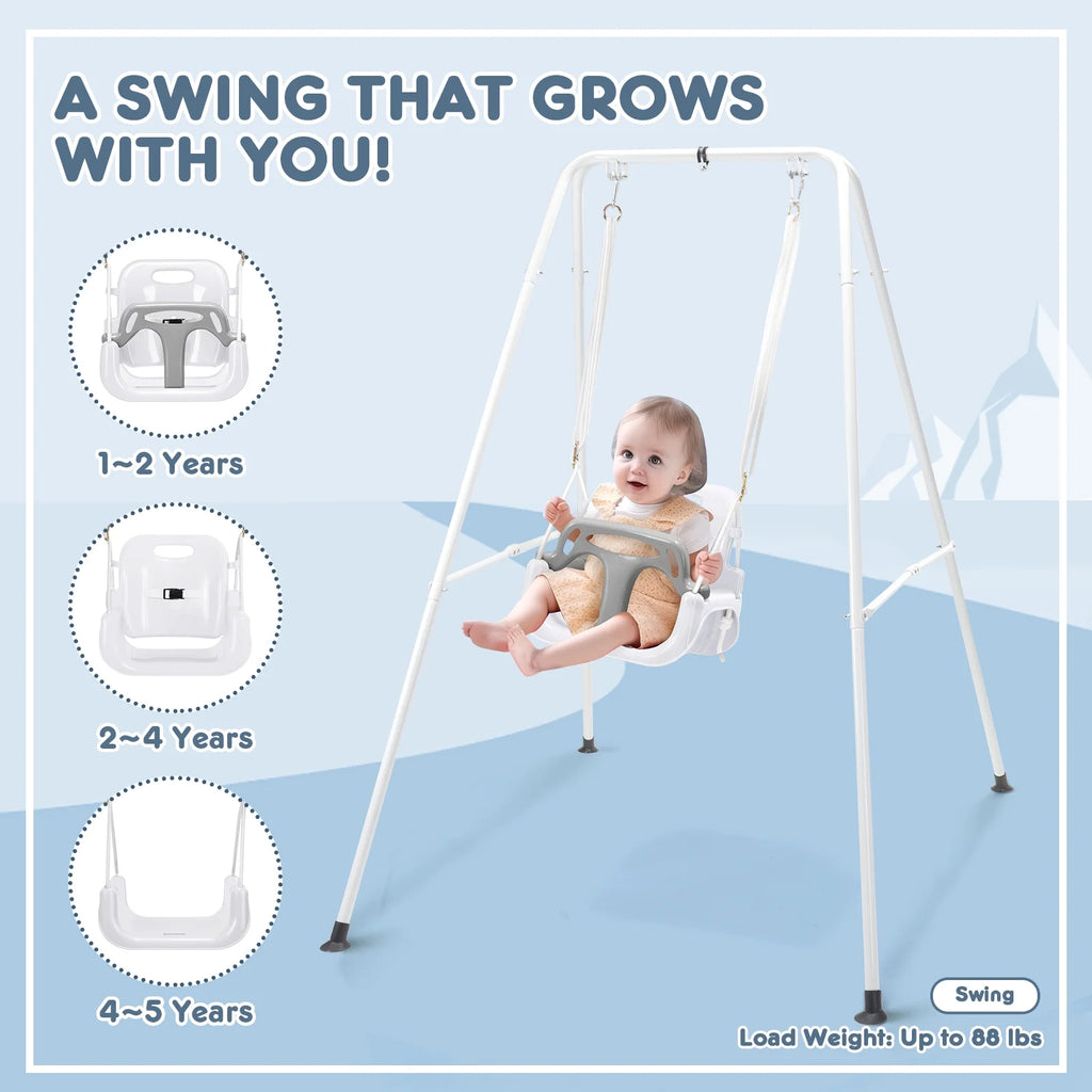 White Foldable Toddler Swing Set E120