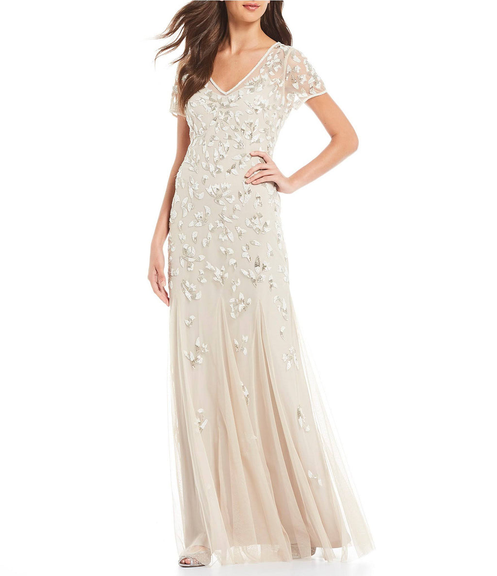 Beaded Godet Gown U9938