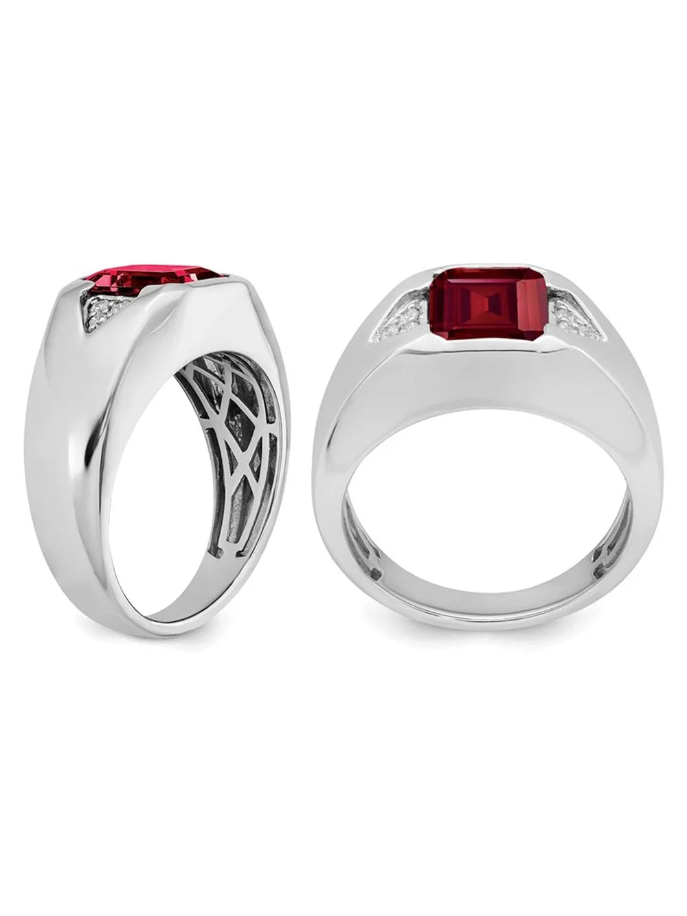 14K White Gold Ruby Ring with Diamonds D698