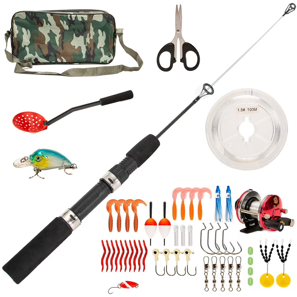 52pcs Ice Fishing Gear Set with Spinning Rod T810