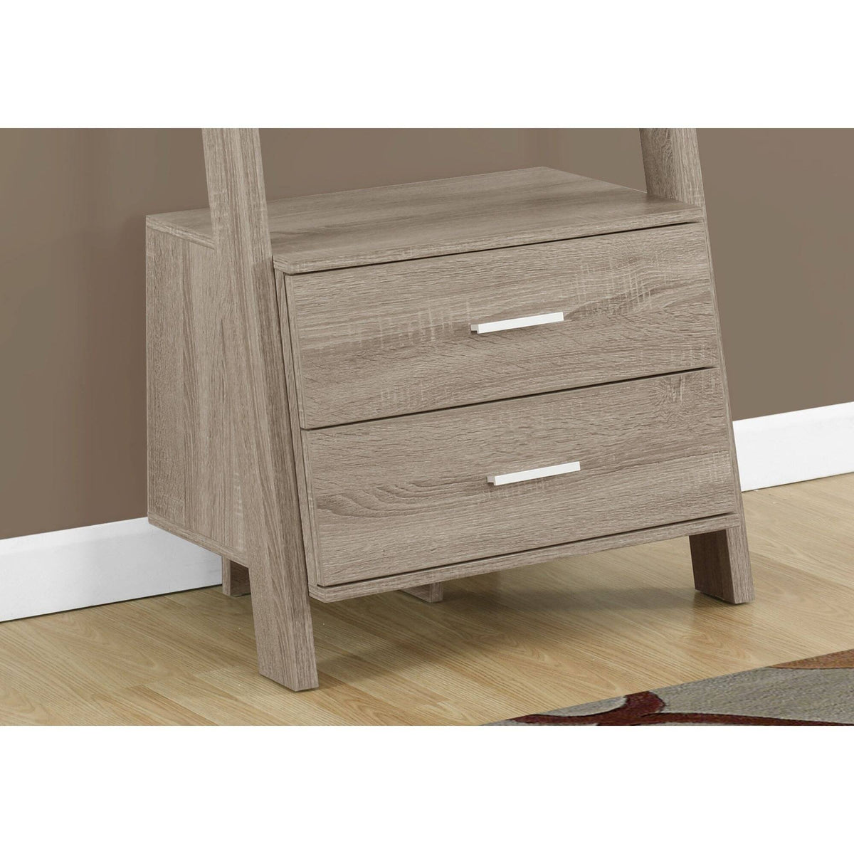 Taupe Brown Rectangular Ladder Bookcase O878
