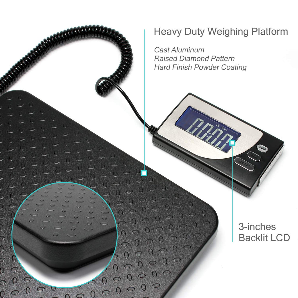 Digital Heavy Duty Postal Shipping Scale, Cast Aluminum Pan, Backlit LCD, AC Adapter, Multi Weight Unit, Pack of 2 W359340