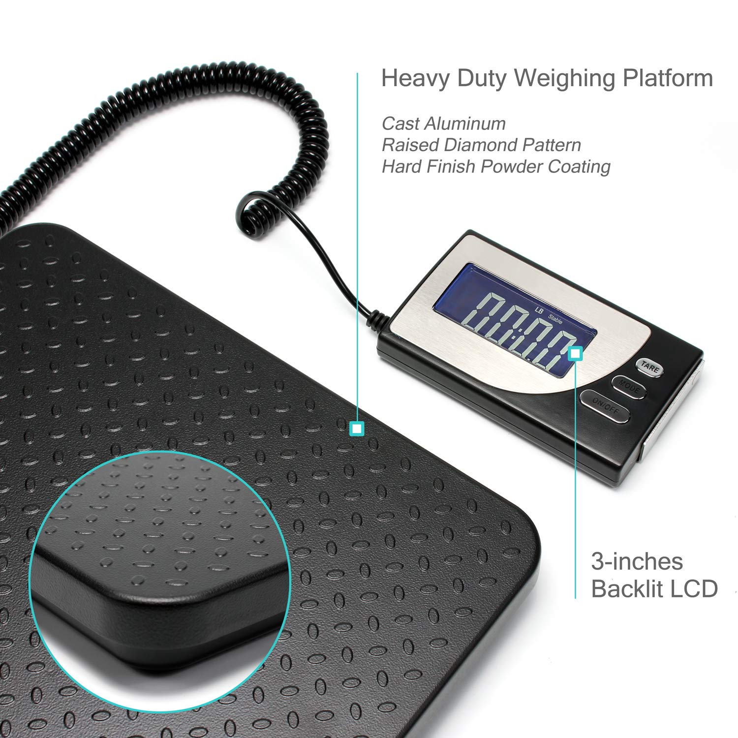 Digital Heavy Duty Postal Shipping Scale, Cast Aluminum Pan, Backlit LCD, AC Adapter, Multi Weight Unit, Pack of 2 W359340