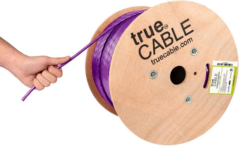 Cat6A Riser 1000ft Black 23AWG 4 Pair Solid Bare Copper 750MHz UTP Bulk Ethernet Cable M161