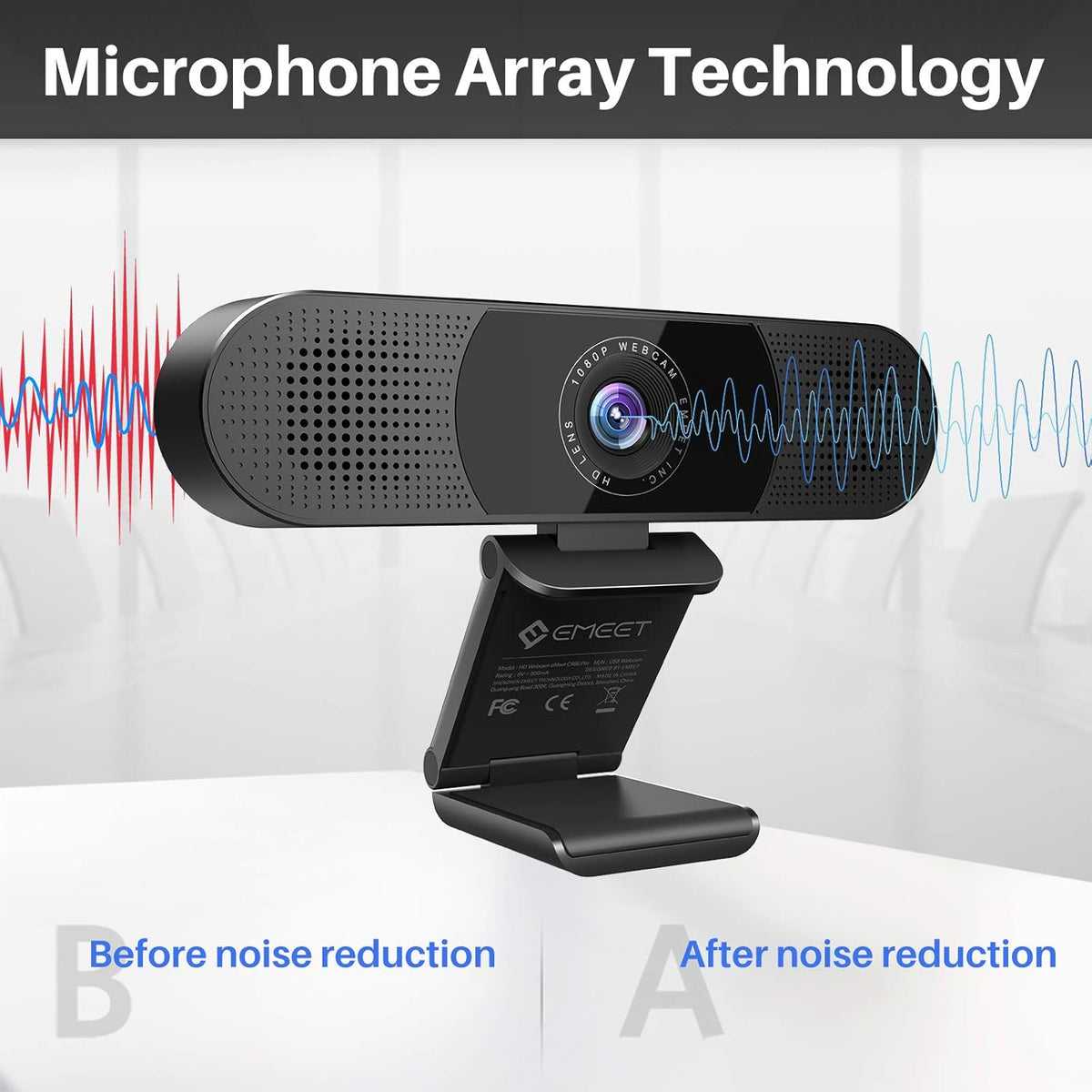 1080P Webcam with Microphone and Speakers F90253