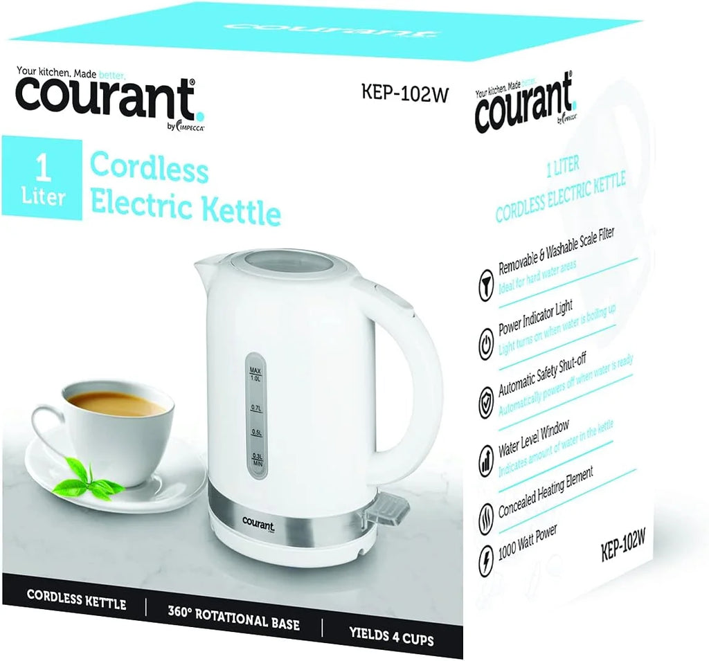 White 1 Liter Cordless Electric Kettle C80709