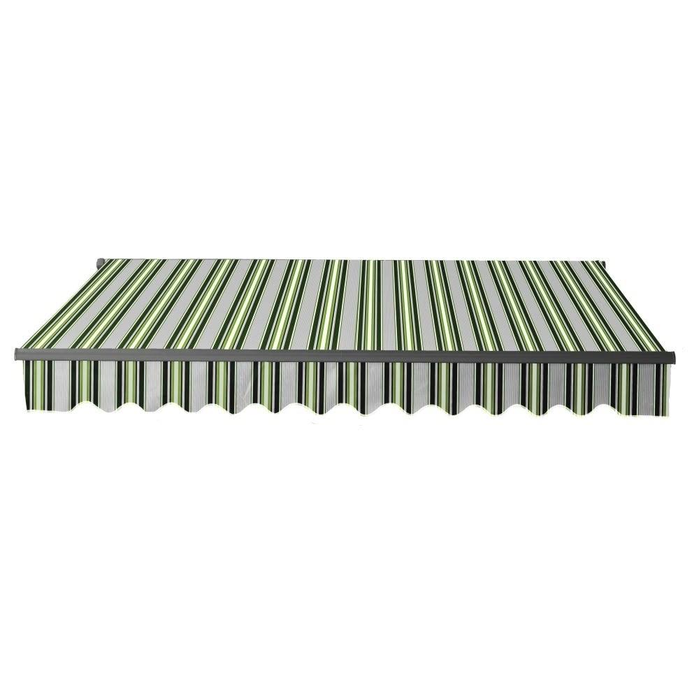 Black Frame Retractable Patio Canopy Awning 12 x 10 ft Multi Green K368