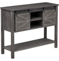 Antique Farmhouse Console Table with Sliding Barn Doors and Bottom Storage Shelf, Gray H5497