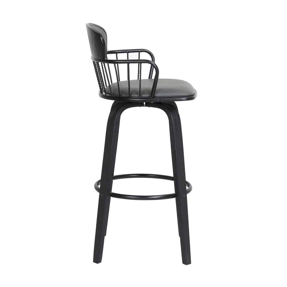 Gray Faux Leather Barstool Chair S165