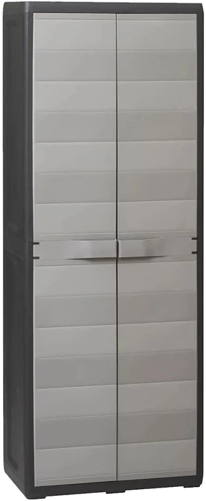 Black Polypropylene Garden Storage Cabinet with 2 Shelves H29406