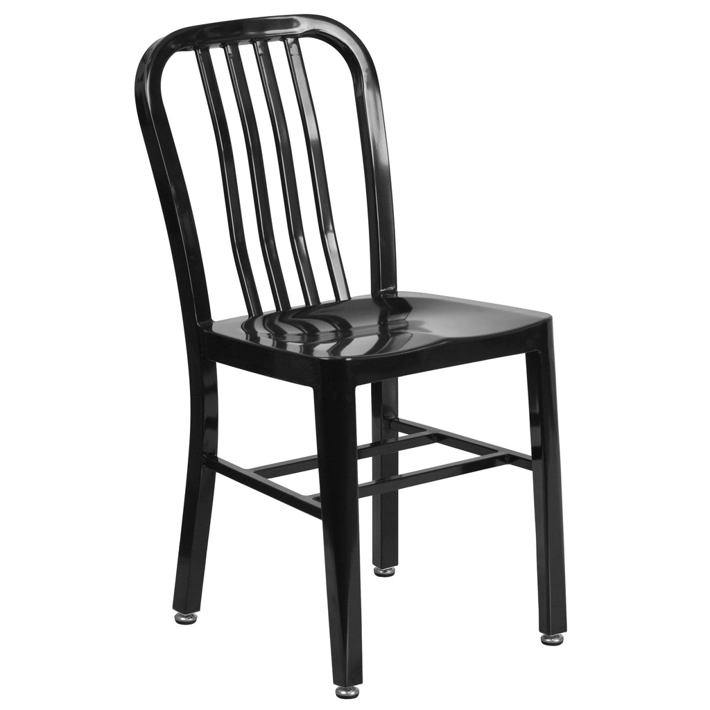 18 Inch Black Galvanized Steel Indoor/Outdoor Dining Chair T7469