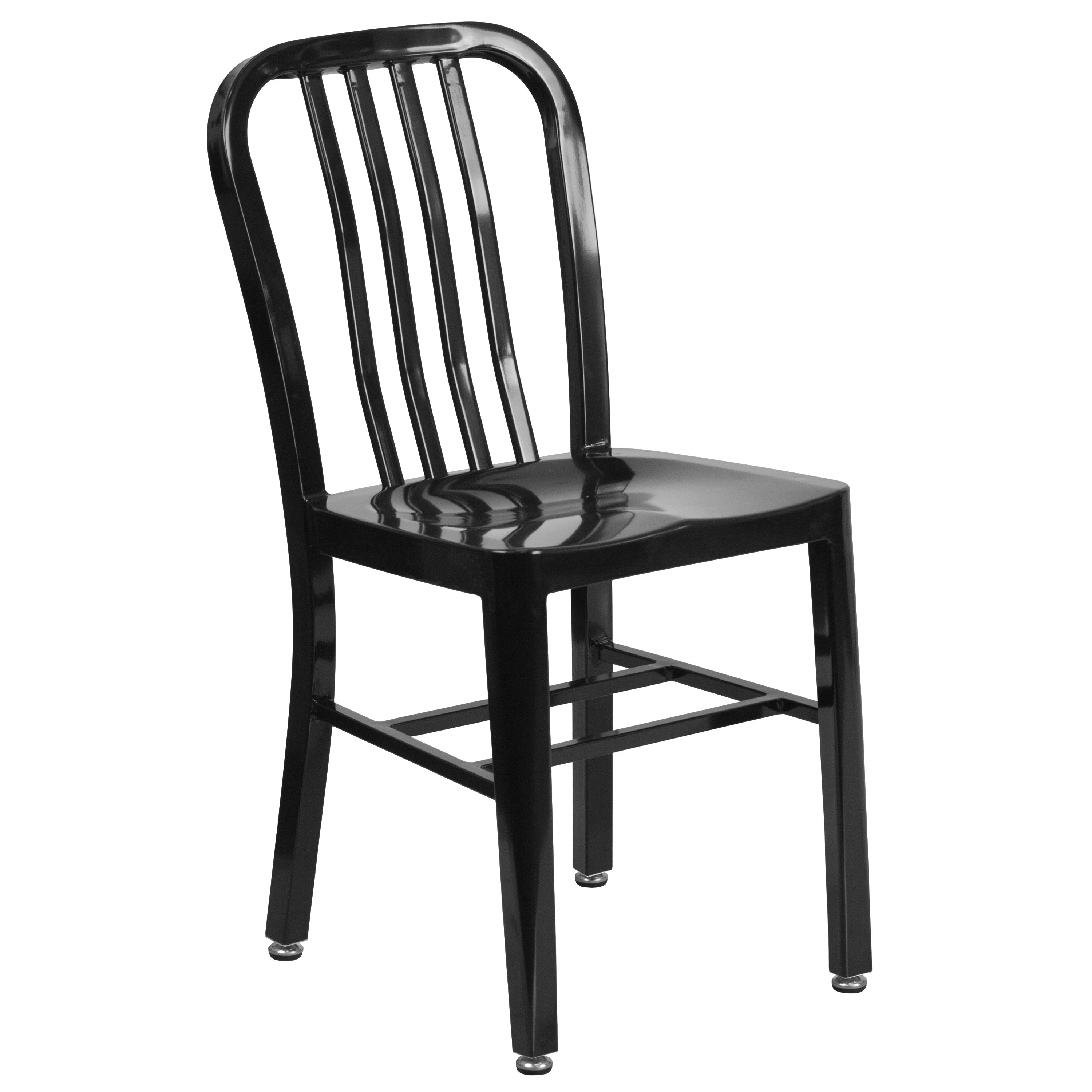 18 Inch Black Galvanized Steel Indoor/Outdoor Dining Chair T7469