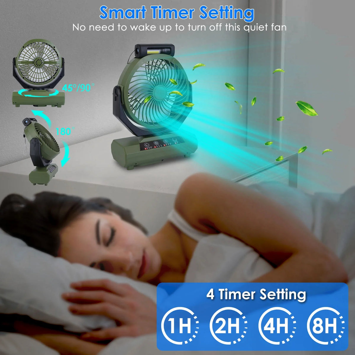 Portable Rechargeable Camping Fan with Flashlight Power Bank V9838