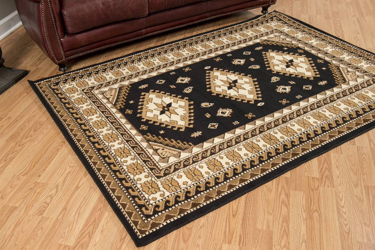 Black Bordered Area Rug H9354