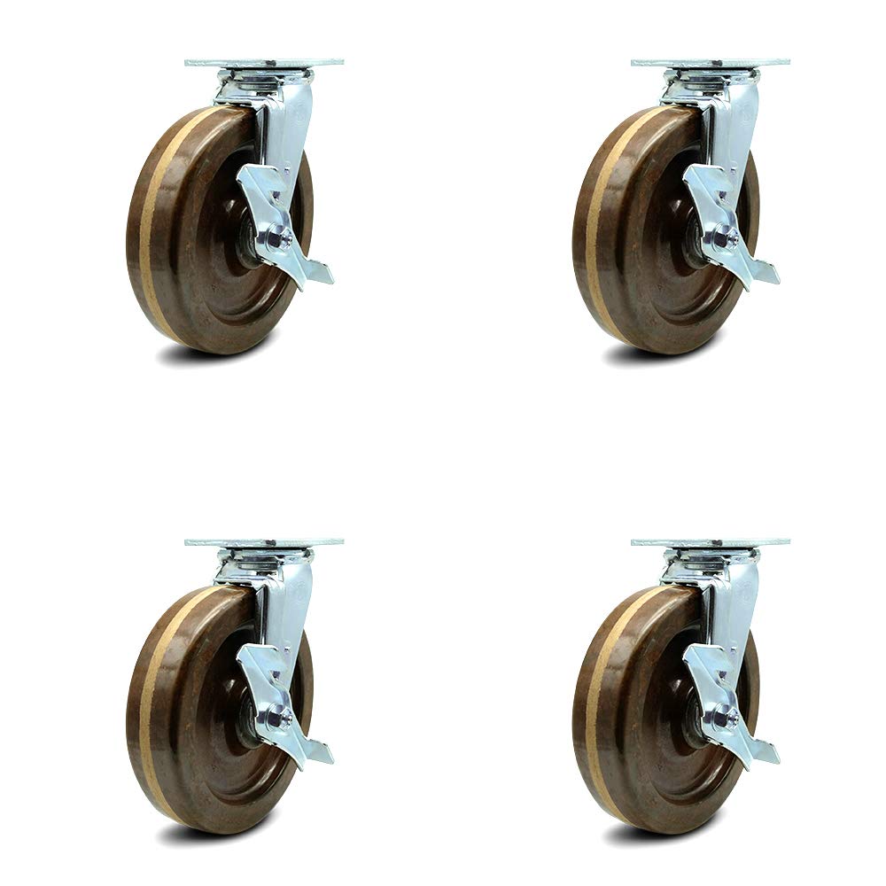 5" x 2" Brown Wheel Swivel Top Plate Caster, Pack of 2 I653