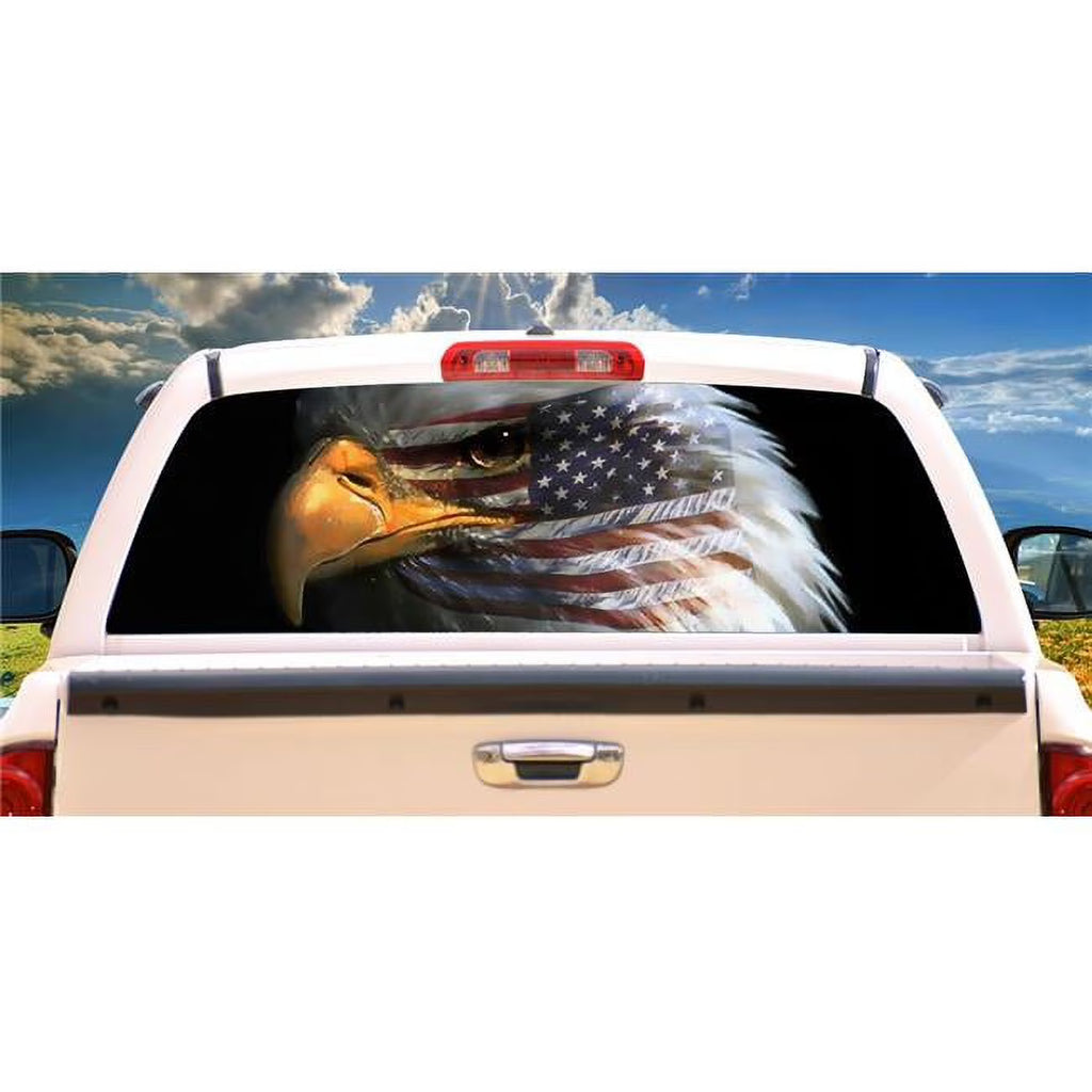 Bald Eagle View Thru Vinyl Truck Decal H205210