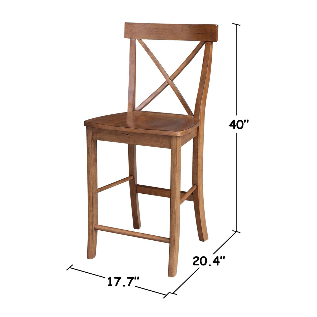 Distressed Oak X-Back Counter Height Stool N48308