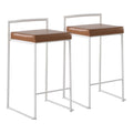White Stackable Counter Stool with Faux Leather Cushion, Set of 2 C8174