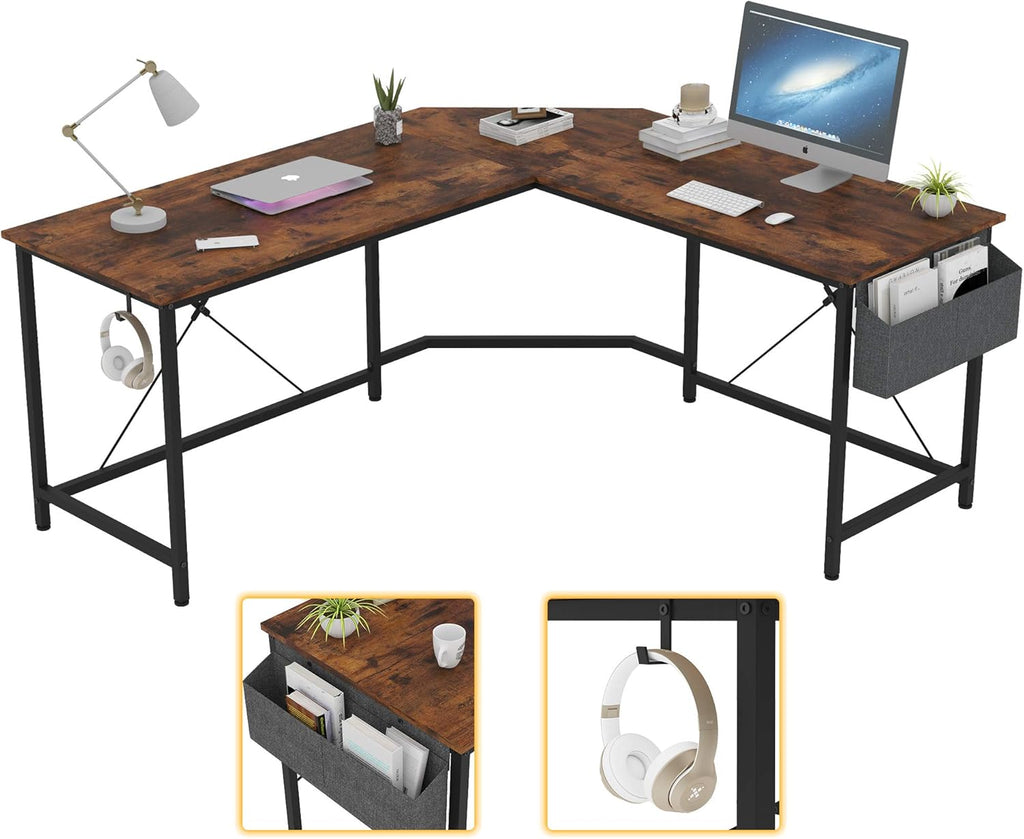 L Shaped Computer Corner Desk with Storage E92637