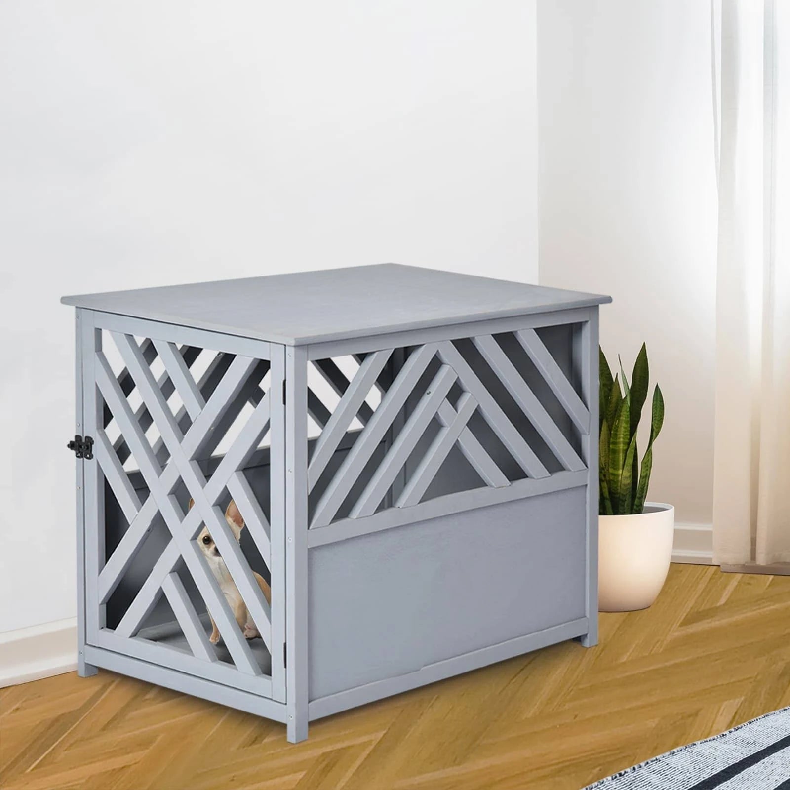 Natural Fir Wood Dog Cage/Crate S397253