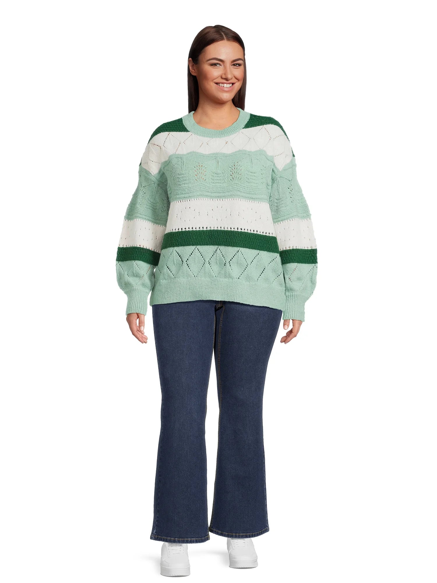 Lightweight Pointelle Pullover Sweater L1289