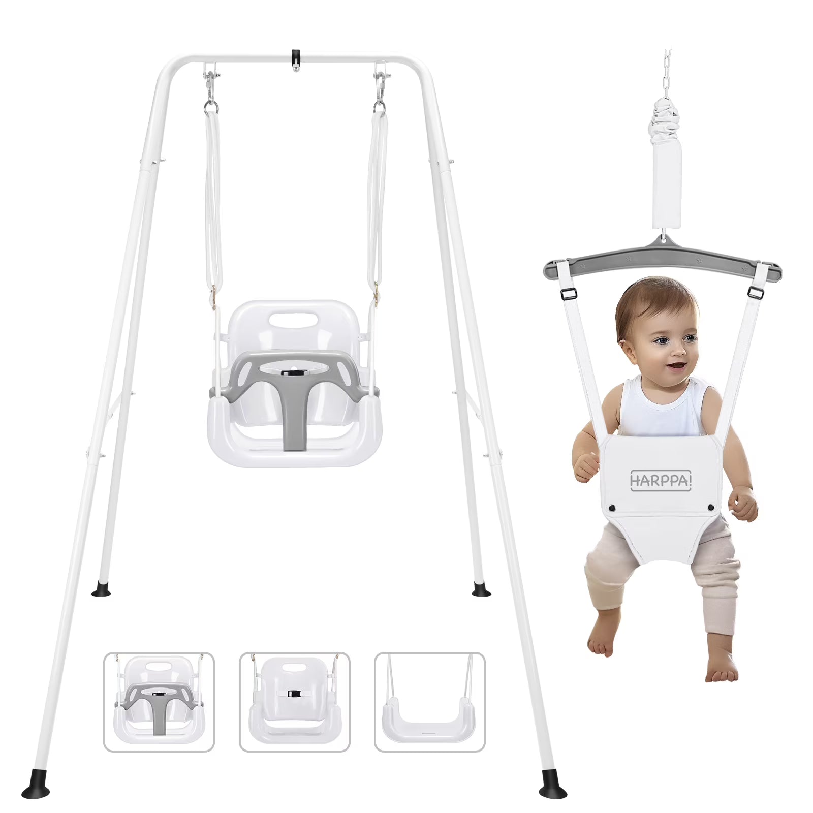 White Foldable Toddler Swing Set E120