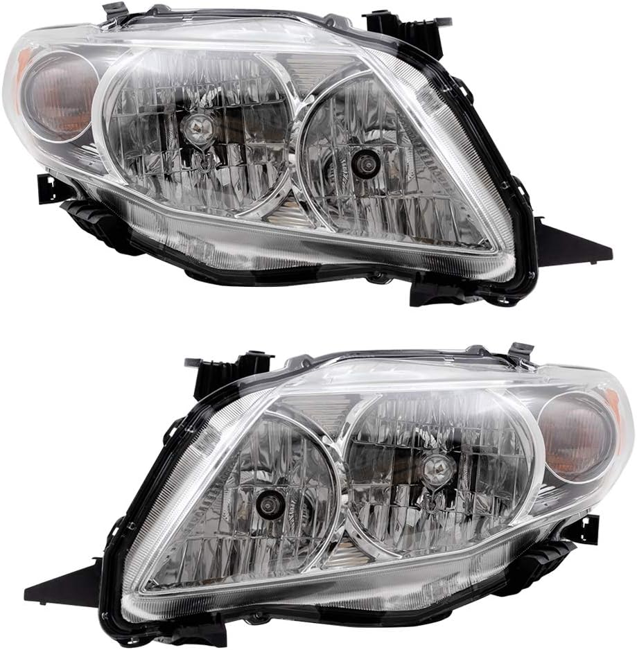 Halogen Combination Headlight Assembly Set for 2009-2010 Toyota Corolla B928