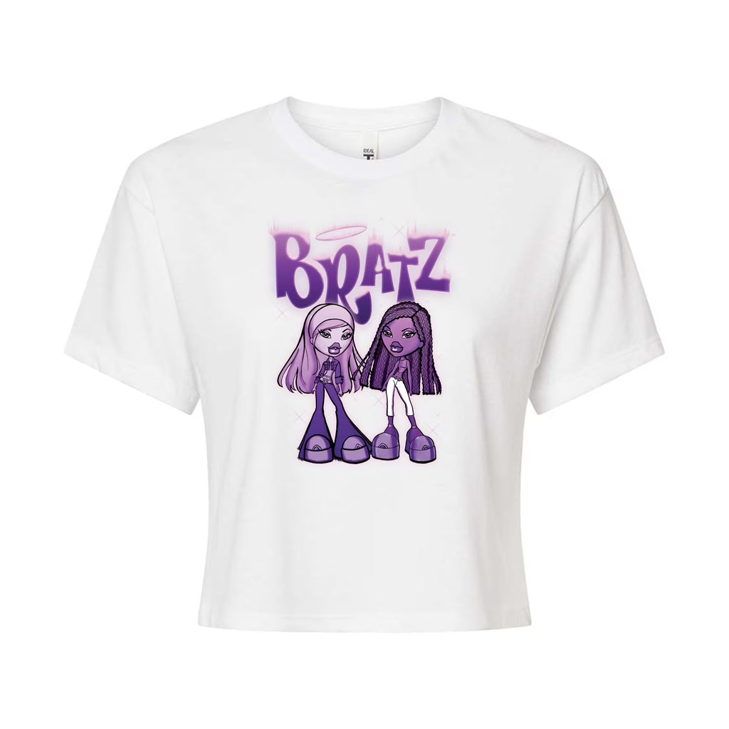 Purple Cropped Cotton Blend T-Shirt A885
