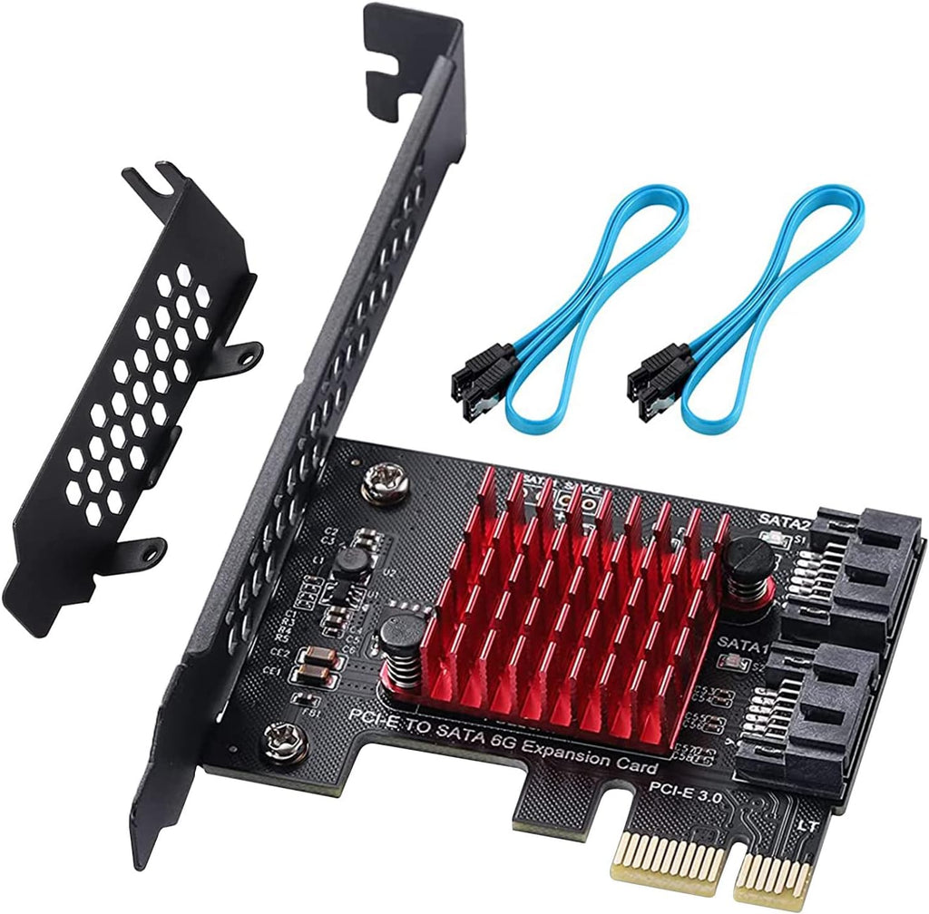 PCIE to SATA 3.0 6 Gbps Controller, 8 SATA Card with Cables, Pack of 2 O63886