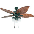 Aged Bronze LED Lighted Ceiling Fan with Hand-Carved Blades M803393