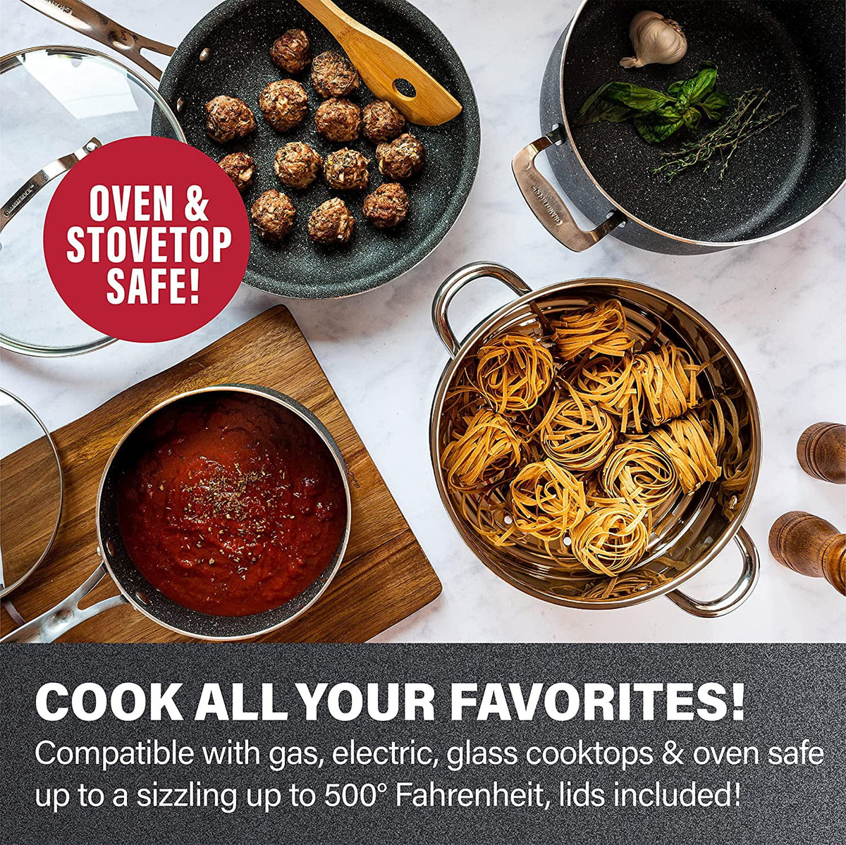 10 Piece Nonstick Granite Cookware Set Q5623
