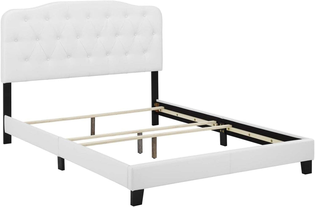Twin Faux Leather Bed in White Finish G756810