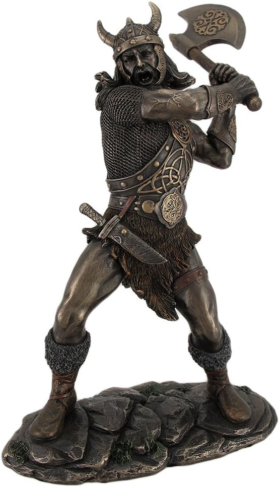 11.25 Tall Viking Axe Warrior Battle Stance Cold Cast Resin Antique Bronze Finish Pack of 2 M85438