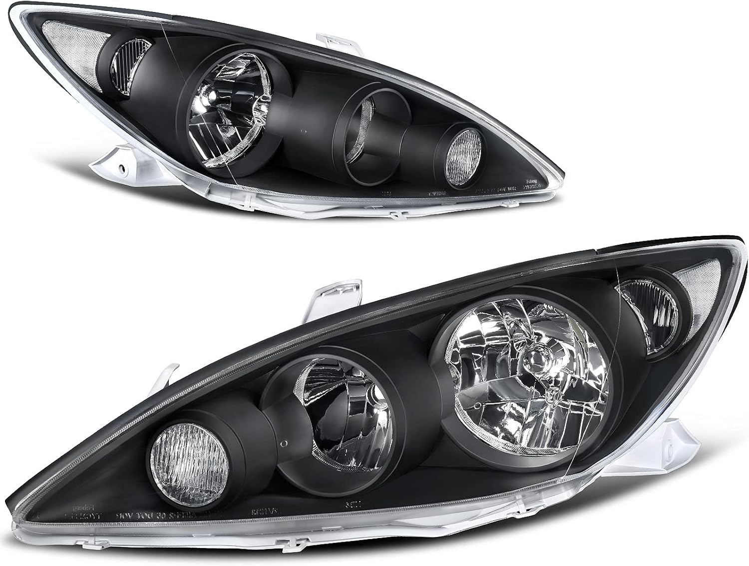 Headlight Assembly Compatible with 2005-2006 Camry Black Housing Clear Lens B296