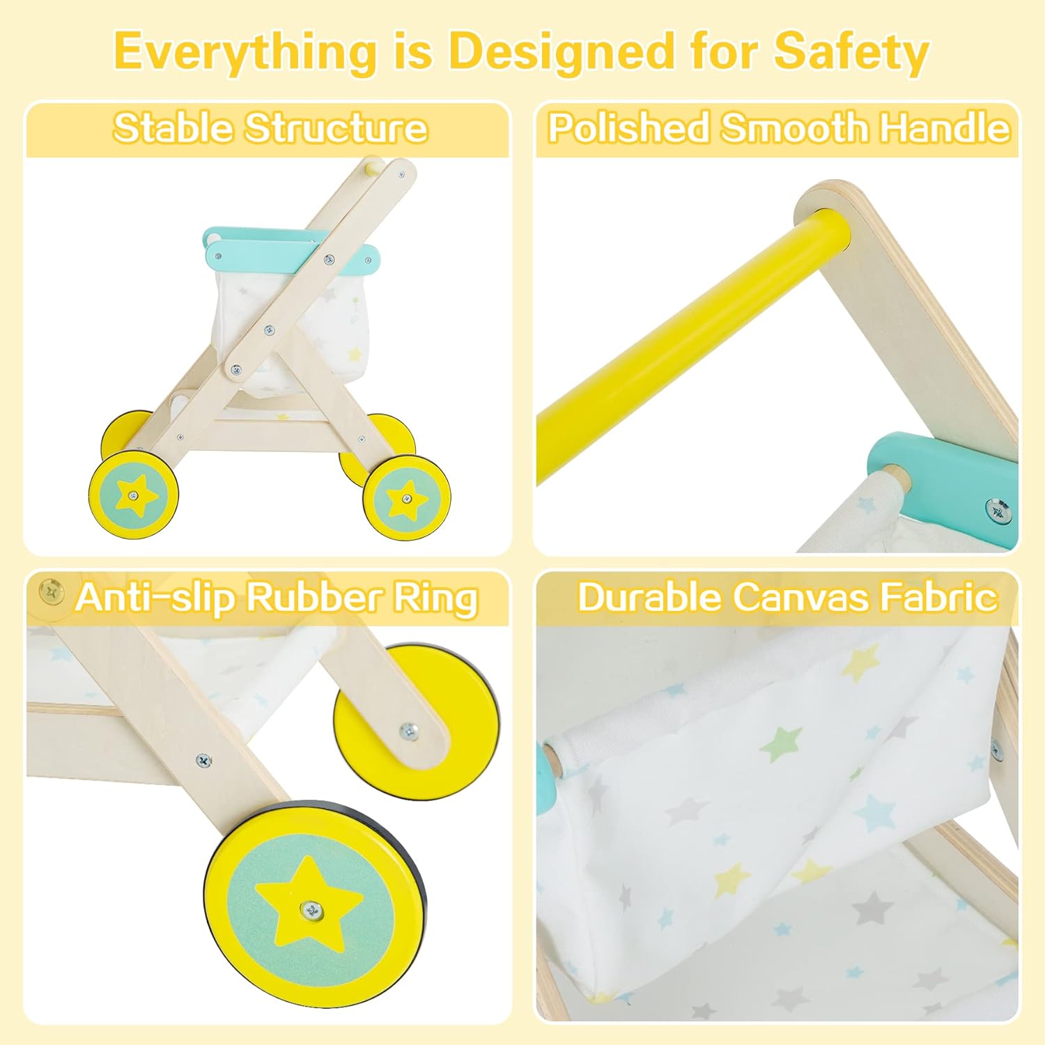 Kids Wooden Push Walker & Shopping Cart 2-in-1 O45743