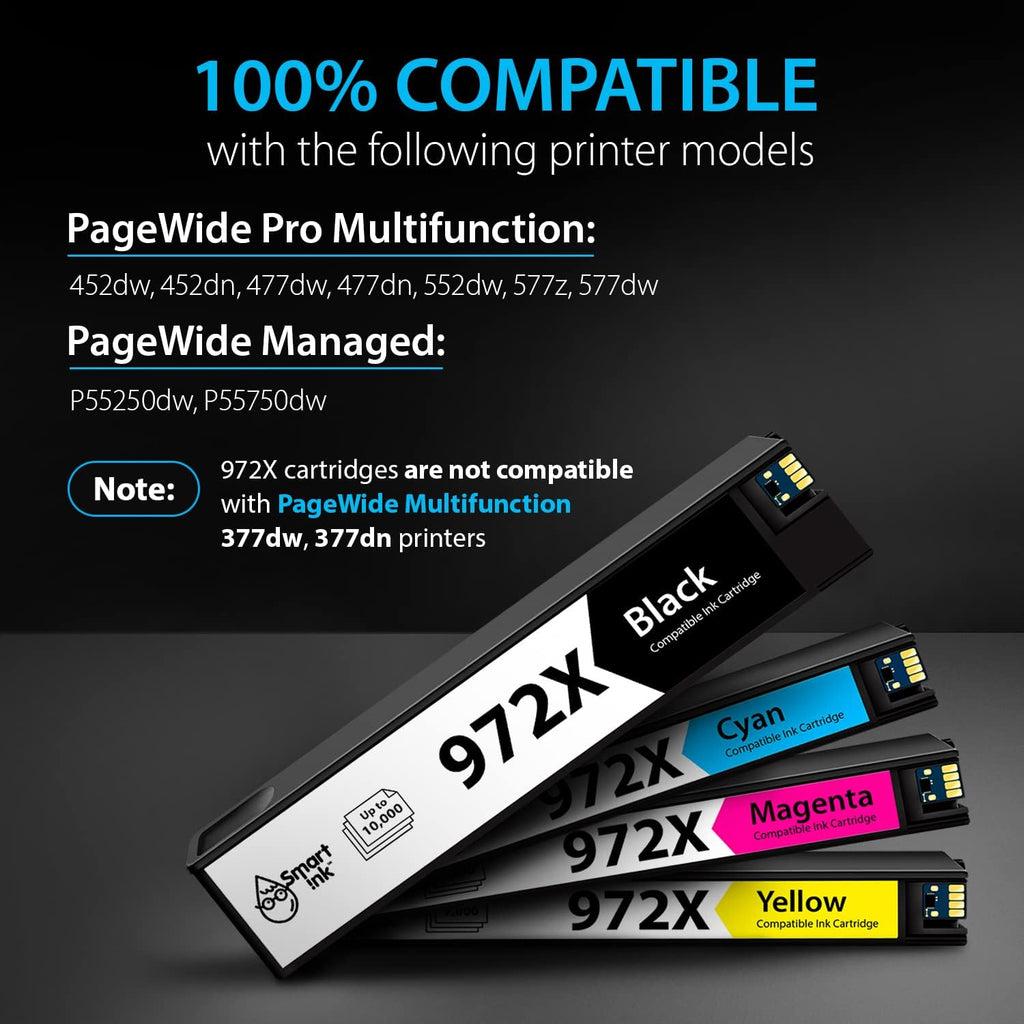 HP 972X 972 Ink Cartridge 4 Pack Combo Black Cyan Magenta Yellow O826