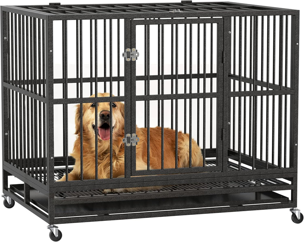 36 Heavy Duty Metal Dog Kennel and Crate, Double Door, Black Z169