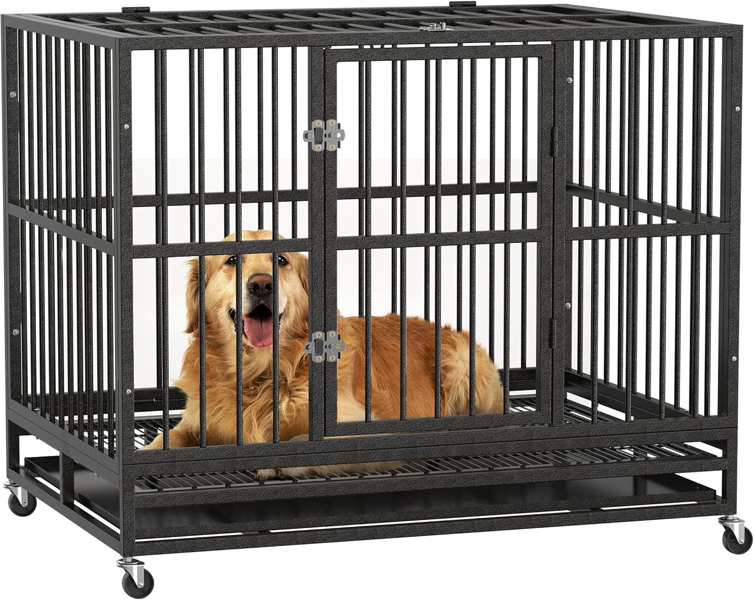 36 Heavy Duty Metal Dog Kennel and Crate, Double Door, Black Z169