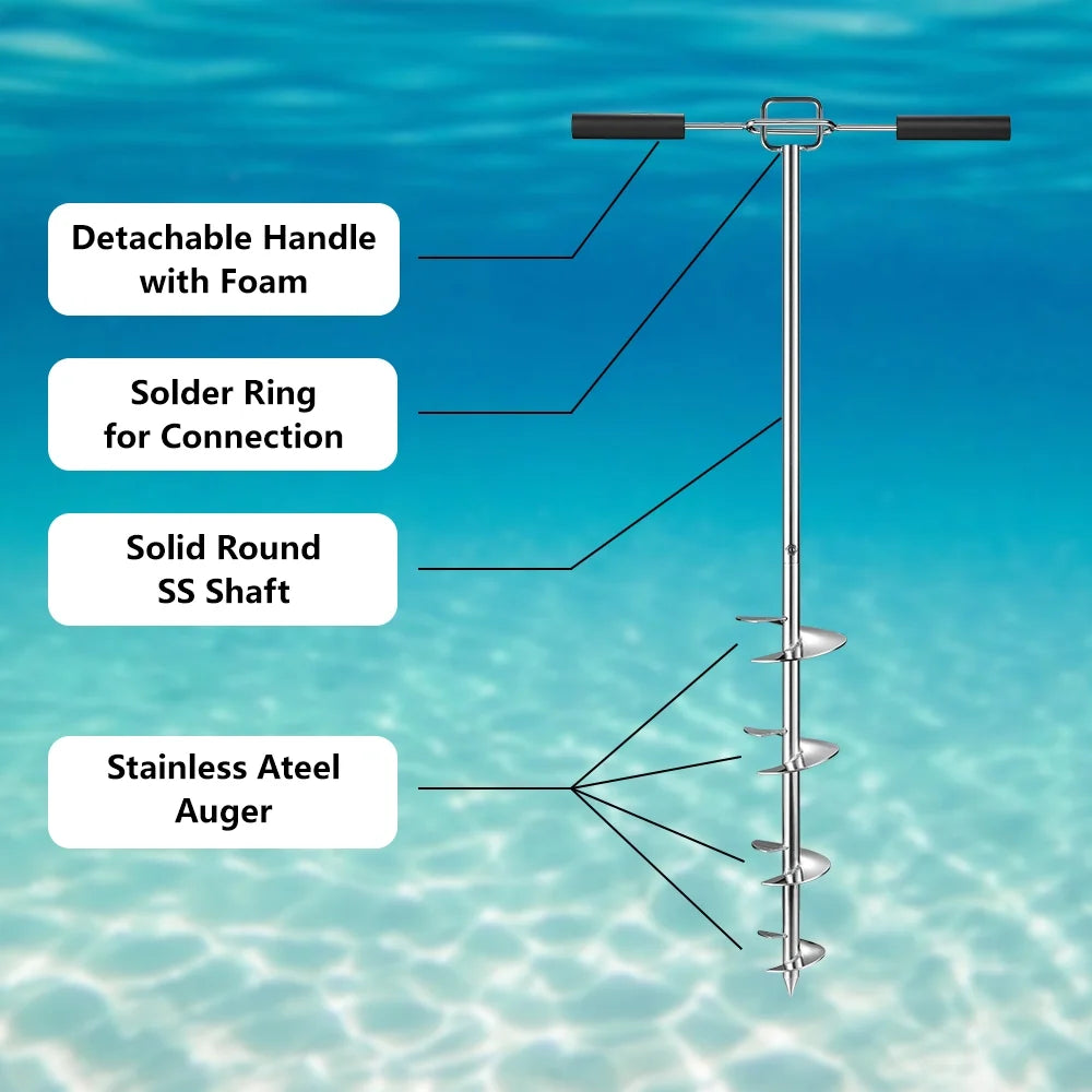 34in 316 Stainless Steel Marine Sand Anchor with Cable and Cleaning Brush A509