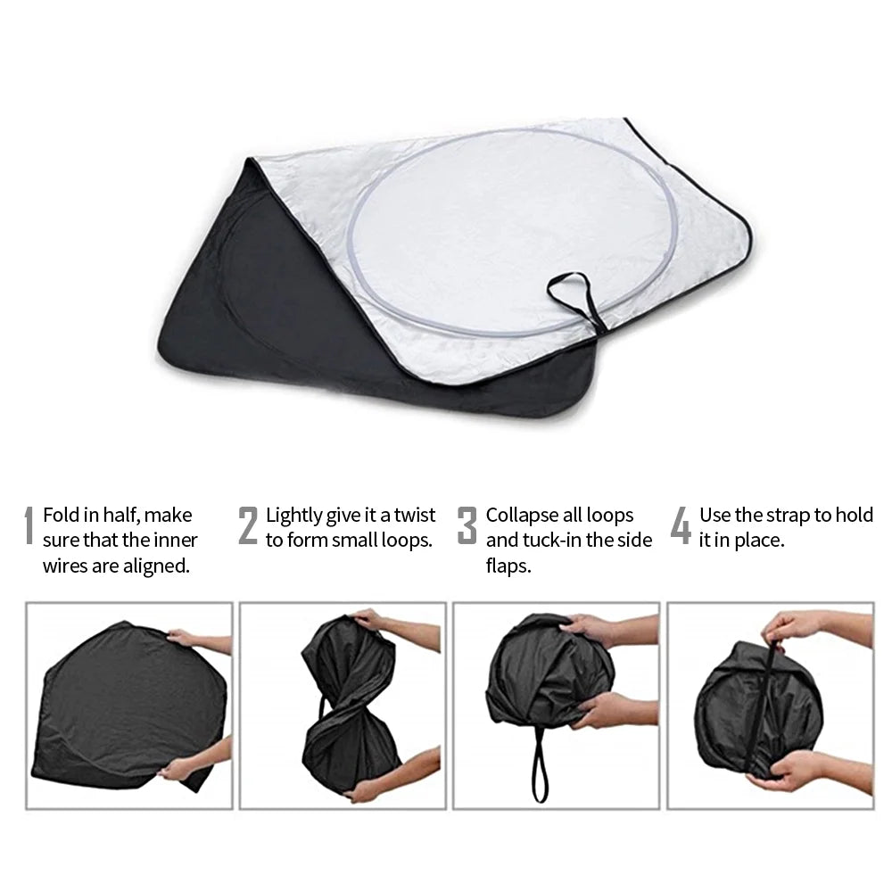 Silver Reflective Fabric Windshield Sun Shade 64"x 32" F120